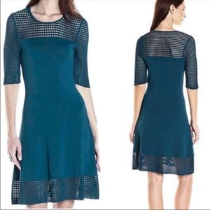 Nanette Lenore Open Ladder Cut Out Knit Ocean Teal Dress size Small